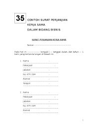 Surat perjanjian ganti rugi adalah surat yang digunakan ketika anda mengalami kerugian dikarenakan pihak lain, dan pihak tersebut mau membayar ganti rugi atas apa yang anda alami. Doc Contoh Surat Perjanjian Kerja Sama Dalam Bidang Bisnis Betho Deus Pangestu Academia Edu