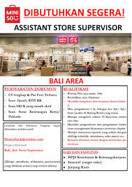 Istilah supervisor adalah apa artinya? Informasi Lowongan Pekerjaan Mini Sou Assistant Store Supervisor