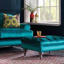 Mia Velvet Footstool Velvet Footstool Blue Dining Room Chairs Dining Room Chairs Modern