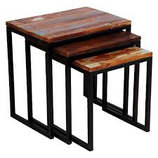 Φ 23.6×19.7 inch, small : 3pc Reclaimed Wood Nesting Table Set Natural Timbergirl Target