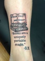 Books Are A Uniquely Portable Magic Stephen King Tattoo Books Writing Stack Sk Four Past Midnight 11 Hub Stephen King Tattoos Tattoos Literary Tattoos
