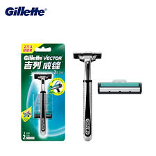 Genuine Gillette Vector Shaving Razor Scraper Shaving Blades 1 Handle + 2  Blade for Men Beard Shaver 2 Layers Face Care - AliExpress