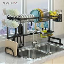 Kitchen sink dish rack for farmhouse sink. Home Garden Over The Sink Dish Drying Rack Shelf Stainless Steel Kitchen Cutlery Holder 85cm Kitchen Dining Bar