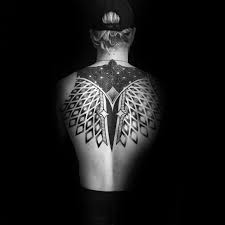 Geometric tattoos use lines, shapes, and dots to create intricate patterns that draw the eye. 40 Geometric Back Tattoos For Men Dimensional Ink Ideas Back Tattoos For Guys Tattoos For Guys Back Tattoos