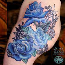 Blue Roses Tattoo Rose Tattoos Neck Tattoo For Guys Blue Rose Tattoo