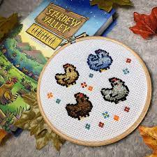 Perfect for the beginning cross stitcher, this handy kit contains everything you need to get started with your first cross stitch project: Stardew Valley Chickens Cross Stitch Pattern Digital Diy Etsy In 2021 Chicken Cross Stitch Cross Stitch Cross Stitch Patterns