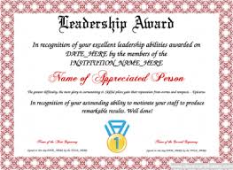 Leadership Award Template For Employees Or Students Free Certificate Templates You Can Add Te Student Leadership Award Template Awards Certificates Template