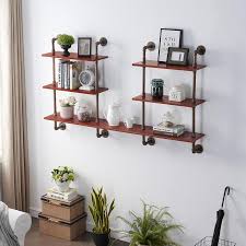 Circular or oval wall shelves give a simplistic touch to your place whilst giving a modern look. Mcombo Ivinta Industrial Pipe Shelving Wall Mounted 63in Rustic Metal Mcombo
