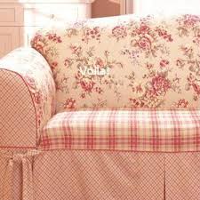 Sure Fit Shabby French Floral Toile Plaid Sofa Slipcover Red Couch Slip Cover Plaid Sofa Diy Couch Cover Patchwork Furniture