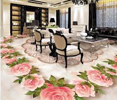 Embossed Rose Soundproof Flooring Wallpaper 3d Custom Pattern Wallpaper Jade 3d Flooring Stereoscopic Vinyl Pvc Floor Murals Living Room Tiles Floor Wallpaper