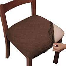 Make your dining room chairs a little more comfy during mealtime with dining room chair cushions. Buy Gute Chair Seat Covers With Elastic Ties And Button Stretch Jacquard Removable Dining Room Chair Upholstered Cushion Cover Seat Protectors Set Of 4 Rhombic Coffee 20 Inch Online At Low
