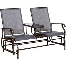 Outsunny Two Person Outdoor Mesh Fabric Patio Double Glider Chair With Center Table Google Express Furniture Design Glider Chair Rocking Bench