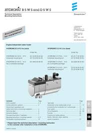 Eberspacher Hydronic D5ws Documentation For Installation And Use Pdf Download Manualslib