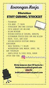 Check spelling or type a new query. Lowongan Kerja Staff Gudang Stockist Bandung Januari 2018 Info Loker Bandung 2021