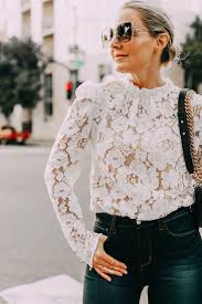 That Feeling When Your Favorite Blouse Is Under 100 Busbee Style Lace Top Outfits Lace Blouse Long Sleeve Lace Blouse Outfit