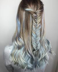 Subtle Dusty Light Blue On Blonde Ombre Hair Blonde Subtle Hair Color Blue Ombre Hair