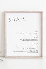 Adella Modern Wedding Bar Menu Template 8x10 Etsy Bar Menu Wedding Wedding Drink Sign Wedding Bar Menu Template