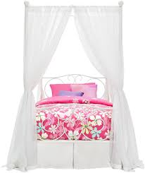 Hang this gauzy canopy to create an enchanting space to dream or play. Amazon Com Dhp Metal Canopy Bed With Sturdy Bed Frame Twin Size White Furniture Decor