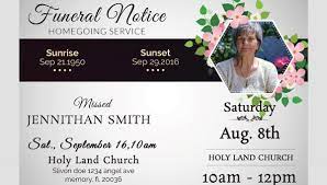 Homegoing celebration at first trinity. Memorial Service Notice Template Piccomemorial
