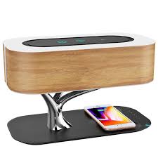 Smart Modern Lamp With Bluetooth And Wireless Charger In 2020 Bedside Lamp Wireless Speakers Bluetooth Wireless Charger