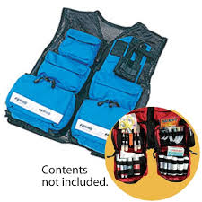 Grey reflective tape, 2 large zippered cargo pockets, breast pockets with flashlight holder, nylon zipper, 3 adjusters on each side to fit all sizes. Reflective Mesh Safety Vest With Storage Pockets Blue
