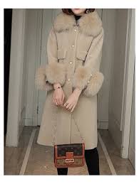 Fox fur collar woollen overcoat belt warm womens cashmere parka outwear coat newtop rated seller. Prato Wool Woman Coat With Fox Fur Collar And Cuffs Size Small Color Beige