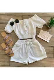 We did not find results for: Drawstring Off Shoulder Crop Top And Shorts Set In White Retro Indie And Unique Fashion