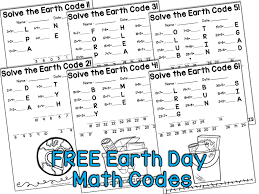 Free Earth Day Themed Math Codes Solve The Fact Get The Code Get The Message From Happ Second Grade Freebies Earth Day Activities Kindergarten Coding