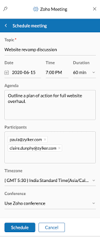 Zoho Mail Zoho Meeting Integration