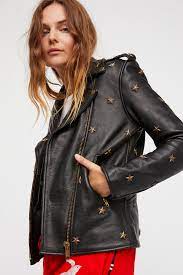 Understated Leather X Free People Exclusive Brass Star Studded Leather Jacket Studded Leather Jacket Leather Jacket Studded Leather