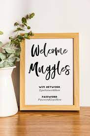 Welcome Muggles Harry Potter Free Printable Wifi Password Sign Harry Potter Room Decor Harry Potter Bathroom Harry Potter Free