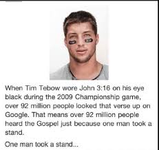 The tim tebow foundation and her song have formally united in the global fight against human trafficking. Tim Tebow Wore John 3 16 Bible Verse Quote Words Faith Tim Tebow