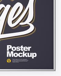 Metallic Frame Poster Mockup In Indoor Advertising Mockups On Yellow Images Object Mockups