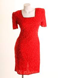 Laurence Kazar Evening New York Size Small Sequinned Red