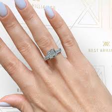 Product title 14k white gold 1 ct. The Madeline Bridal Set 3 Carat E Vs1 Hidden Halo Cushion Cut Diamon Best Brilliance