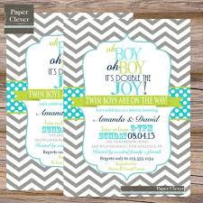 Vintage Baby Shower Invitation Twin Boys Double Joy Invites Grey Chevron With Navy Aqua Twin Boy Sprinkle Printable Or Printing Baby Shower Songs Baby Shower Invitations