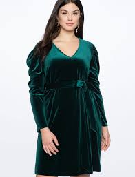 Draped Puff Sleeve Velvet Dress Women S Plus Size Dresses Eloquii Cocktail Dresses With Sleeves Plus Size Dresses Sleeved Velvet Dress