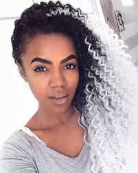 Black And White Ombre Braiding Hair Free Flowing Black And White Crochet Coils Braided Hairstyles Crochet Braids Hairstyles Twist Ponytail