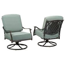 Hampton Bay Belcourt Swivel Rocking Metal Outdoor Lounge Chair With Spa Cushions 2 Pack D Lounge Chair Outdoor Patio Furniture Cushions Black Patio Furniture
