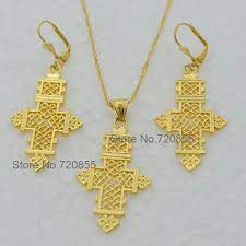 Aliexpress Com Buy New Ethiopian Gold Set Jewelry Coptic Cross Pendant Necklace Chain Earrings 18k Yellow Gold Chain Earrings Jewelry King Ethiopian Jewelry