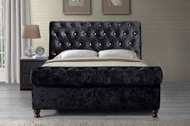 If industrial is more your vibe, opt for a king size bed frame in a stylish metal. Chesterfield Crushed Velvet Sleigh Designer King Size Bed Frame Black Frame With Mattress Affordable Velvet Bed Frame Black Velvet Bed King Size Bed Frame