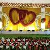 White theme of wedding stage decoration with colorful flowers and chair for guest in asian traditional. 1