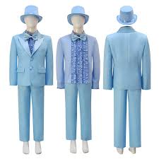 Dumb and Dumber Suit Boy Harry Dunne Blue Cosplay Costume Halloween Pa