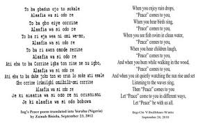 1 Ing Speacepoem Translatedintoyoruba4web Yoruba Language Peace Poems English Language Poem