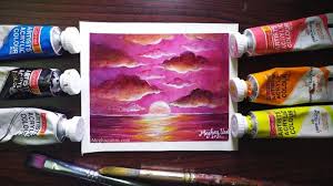 Do you want to paint in acrylic but don't know where to start? Simple Sunset Acrylic Painting In 1 Hour Tutorial Video Meghnaunni Com