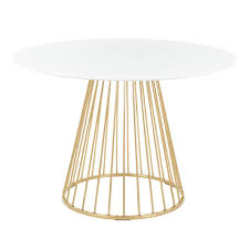 Lumisource Canary White And Gold Round Dining Table Dt Canary2 Auw The Home Depot In 2020 Gold Round Dining Table Dining Table Gold Round Dining Room