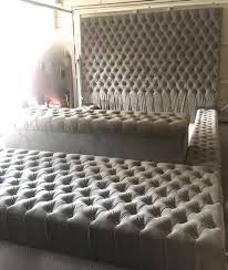 The headboard has a cove inlay and deep button tufted design for a traditional look. Diamond Tufted Oversized Bed With Storage Bench And Ottoman Etsy Bedroom Bed Design Gold Wall Decor Bedroom Simple Room
