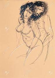 Dibujo A Lápiz Sobre Papel Beige, Hombre Mujer Relaciones Sexuales, El  Hombre Detrás De Chica Fotos, retratos, imágenes y fotografía de archivo  libres de derecho. Image 60093726
