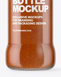 Download Glass Bottle With Chili Sauce Mockup In Bottle Mockups On Yellow Images Object Mockups PSD Mockup Templates