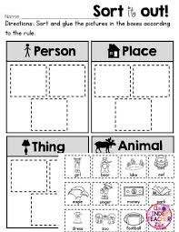 Sort Nouns Person Place Thing Or Animal Nouns Worksheet Kindergarten Worksheets Sight Words Nouns Worksheet Kindergarten